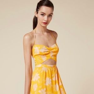 Reformation Floral Yellow Addie Dress